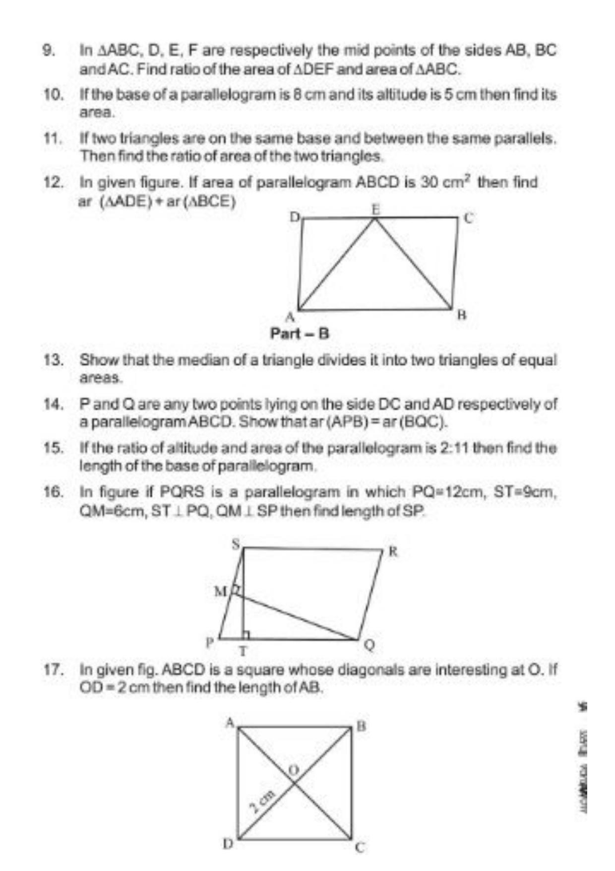 Class 9 Notes, Question & Practice Paper - Mathematics (Topic 9 : Parallelograms And Triangles) - Page 5