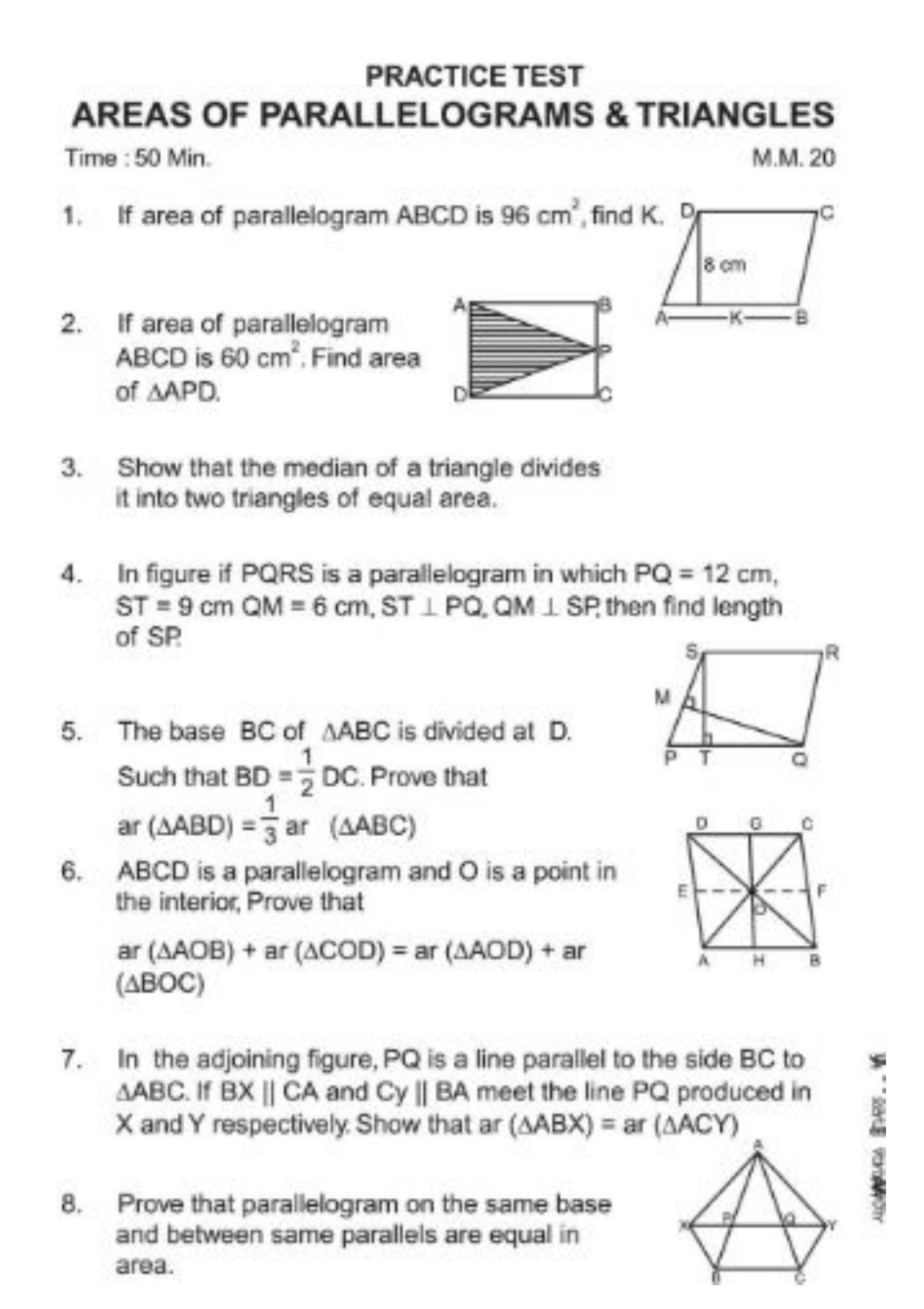 Class 9 Notes, Question & Practice Paper - Mathematics (Topic 9 : Parallelograms And Triangles) - Page 12