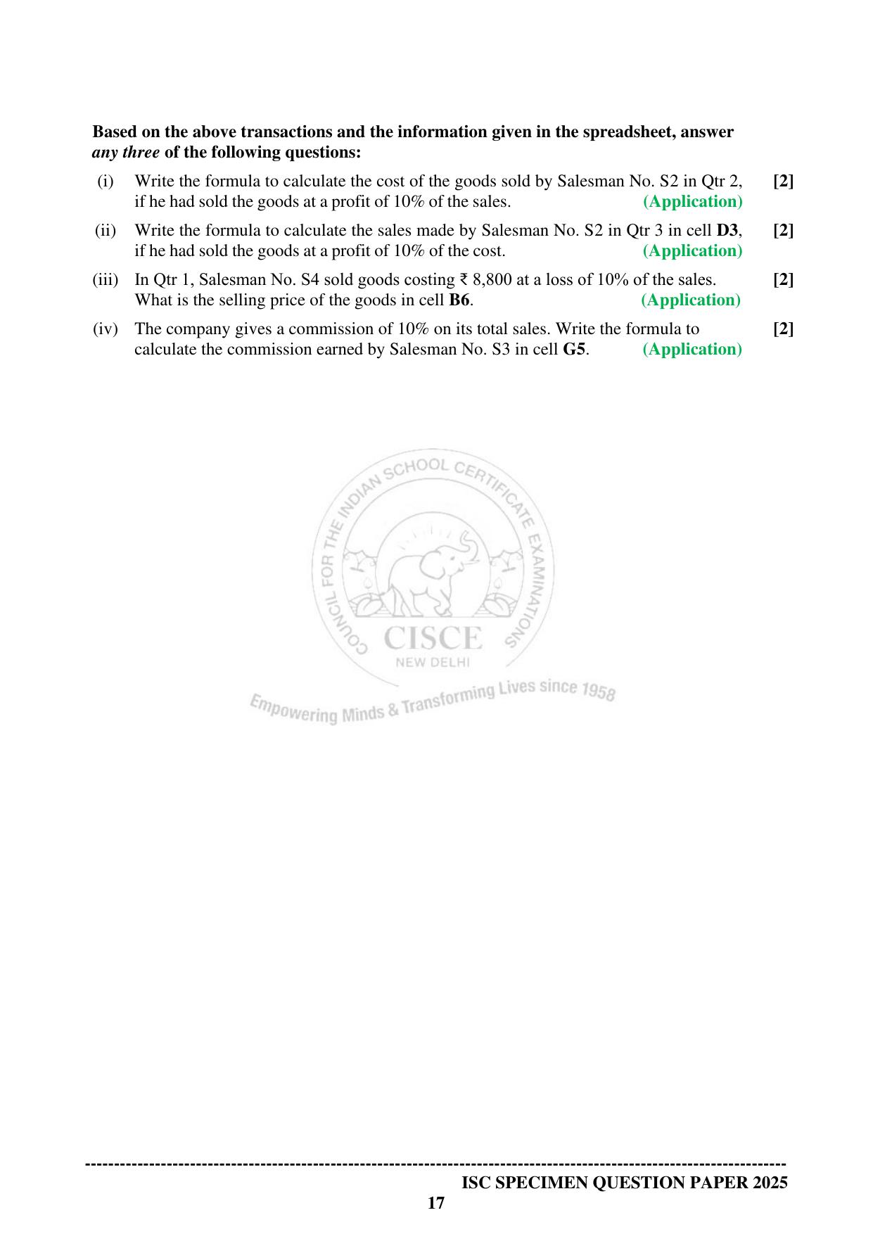 ISC Class 12 2025 ACCOUNTS (SQP & AK) Specimen Paper - Page 17