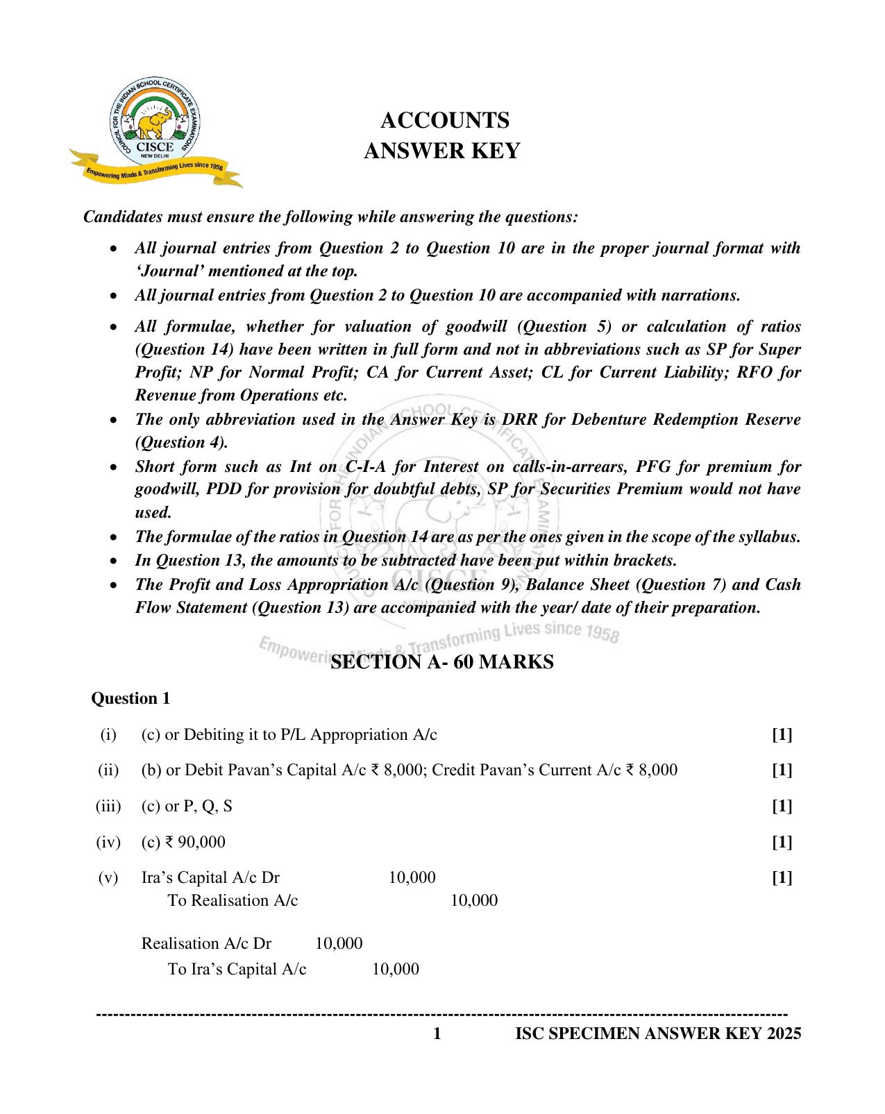 ISC Class 12 2025 ACCOUNTS (SQP & AK) Specimen Paper - Page 18