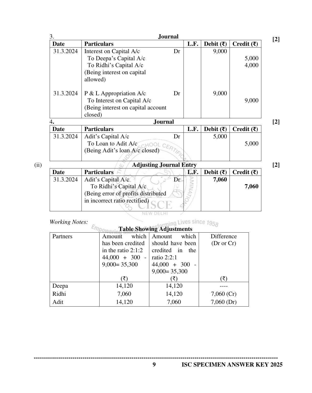 ISC Class 12 2025 ACCOUNTS (SQP & AK) Specimen Paper - Page 26