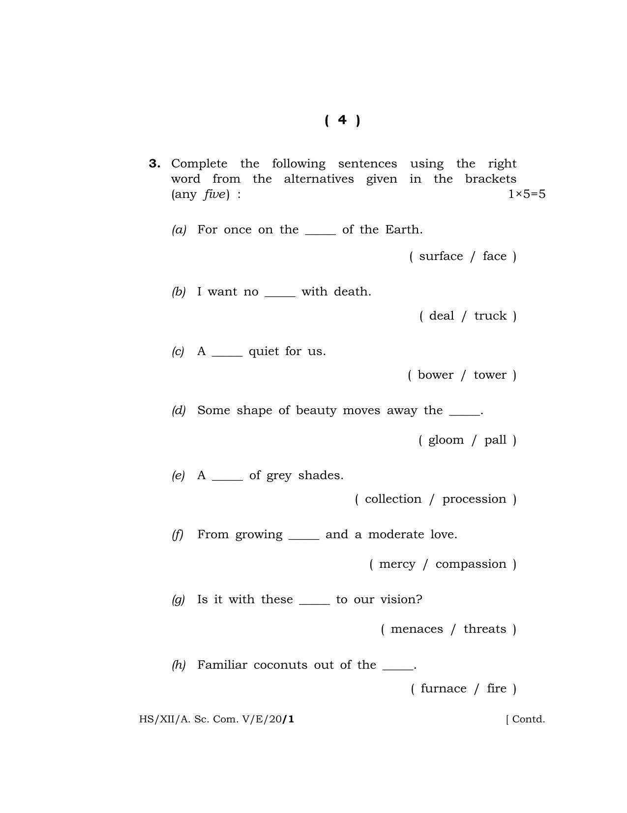 Meghalaya Board (MBOSE) Class 12 ENGLISH 2020 Question Paper - Page 4
