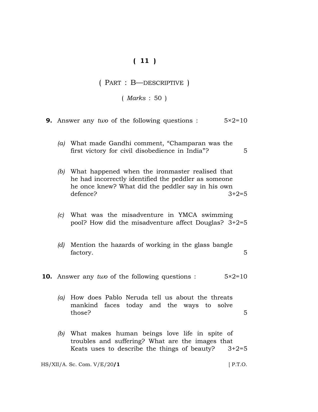 Meghalaya Board (MBOSE) Class 12 ENGLISH 2020 Question Paper - Page 11
