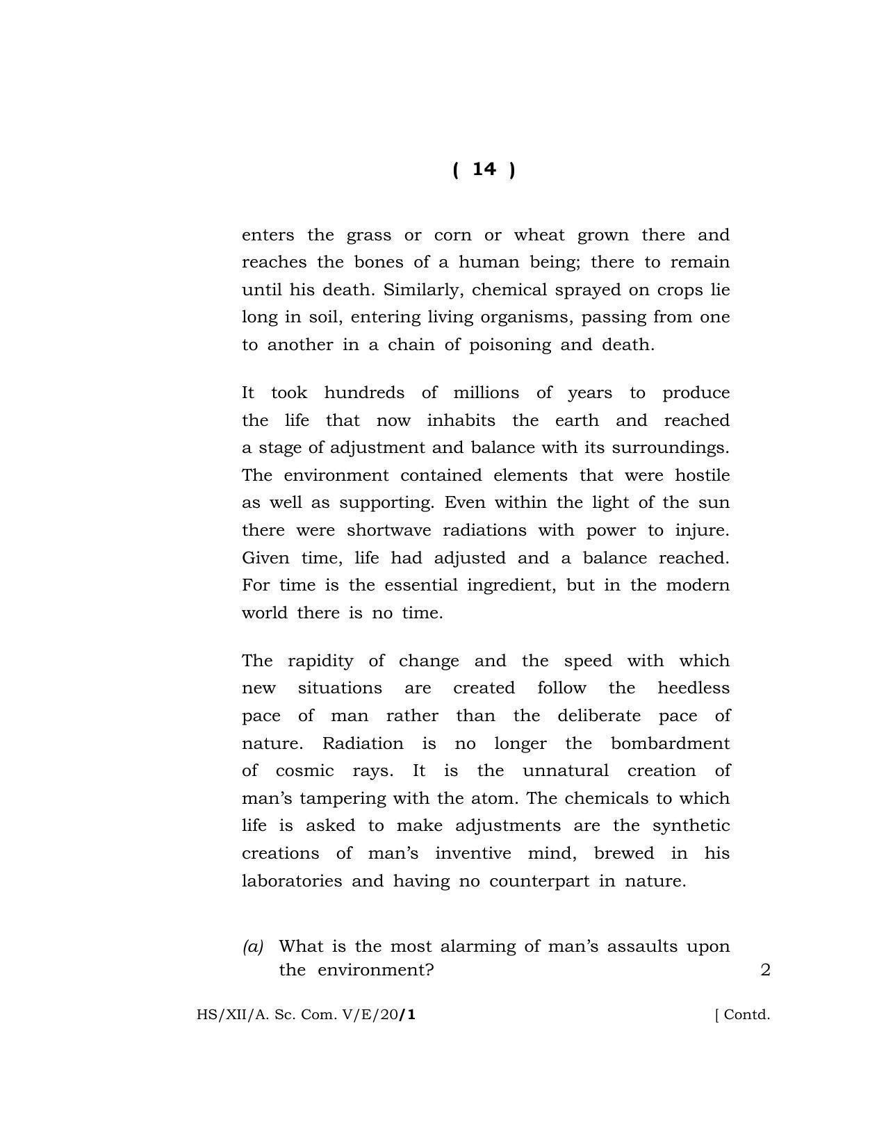 Meghalaya Board (MBOSE) Class 12 ENGLISH 2020 Question Paper - Page 14