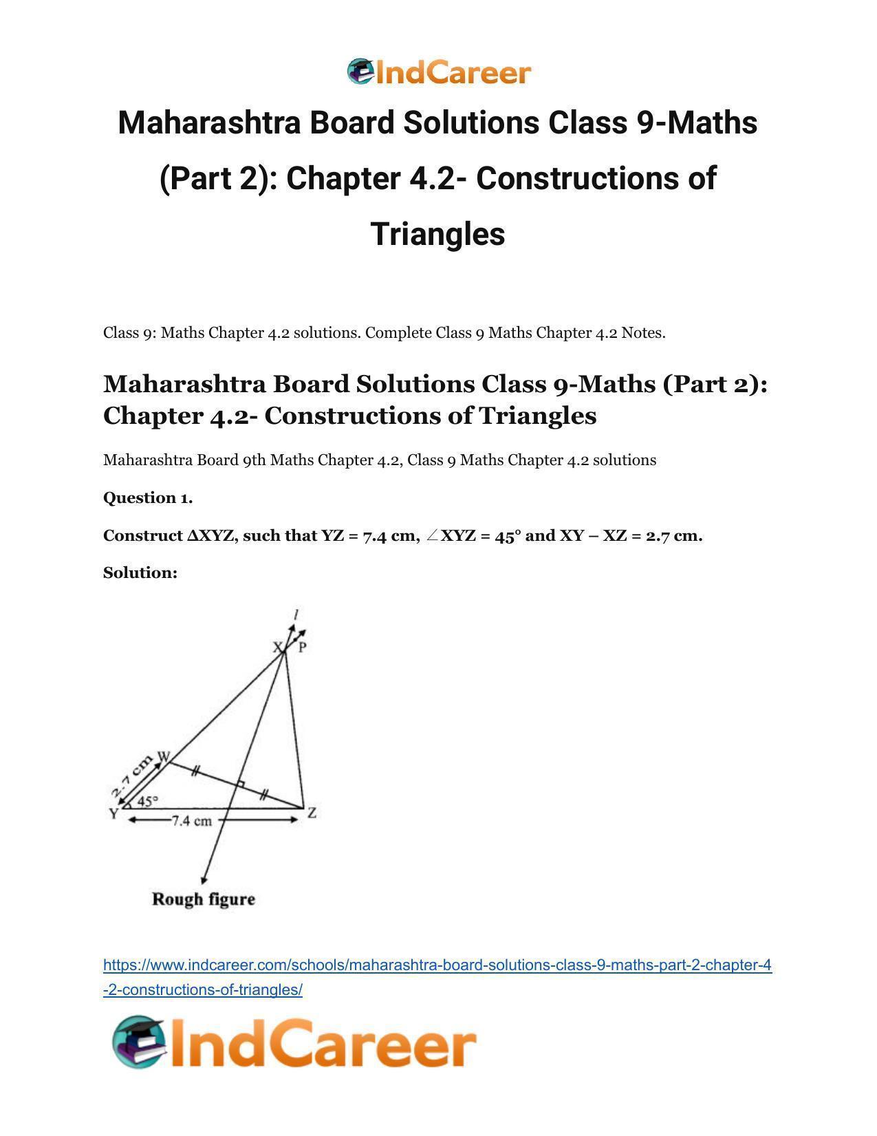 Maharashtra Board Solutions Class 9-Maths (Part 2): Chapter 4.2- Constructions of Triangles - Page 2