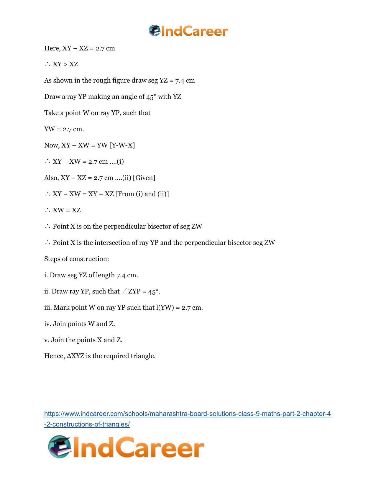 Maharashtra Board Solutions Class 9-Maths (Part 2): Chapter 4.2- Constructions of Triangles - Page 3