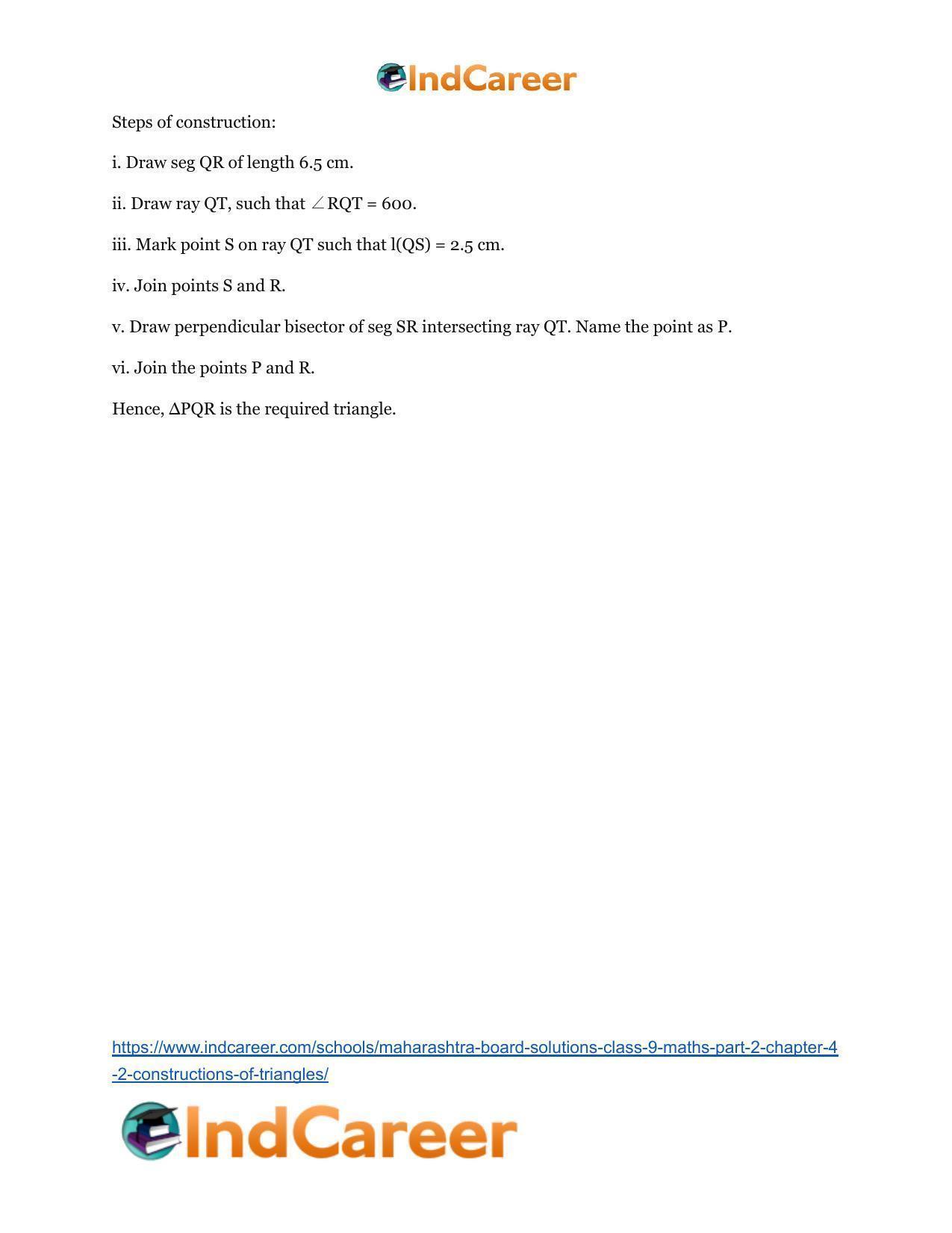Maharashtra Board Solutions Class 9-Maths (Part 2): Chapter 4.2- Constructions of Triangles - Page 6