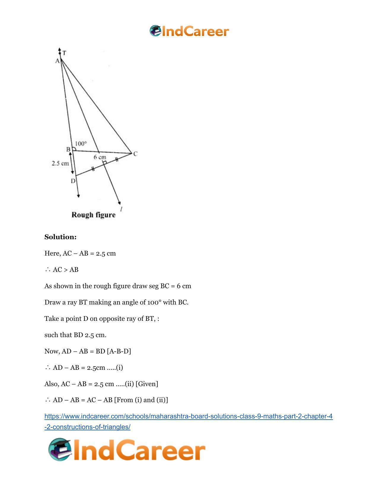 Maharashtra Board Solutions Class 9-Maths (Part 2): Chapter 4.2- Constructions of Triangles - Page 8