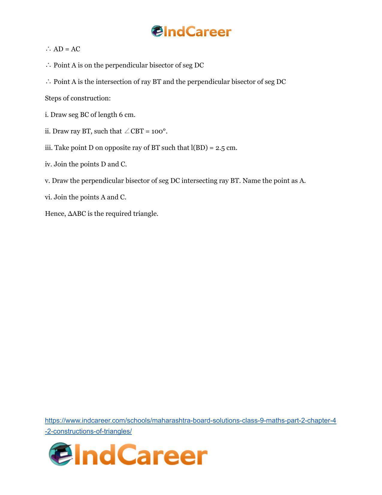 Maharashtra Board Solutions Class 9-Maths (Part 2): Chapter 4.2- Constructions of Triangles - Page 9