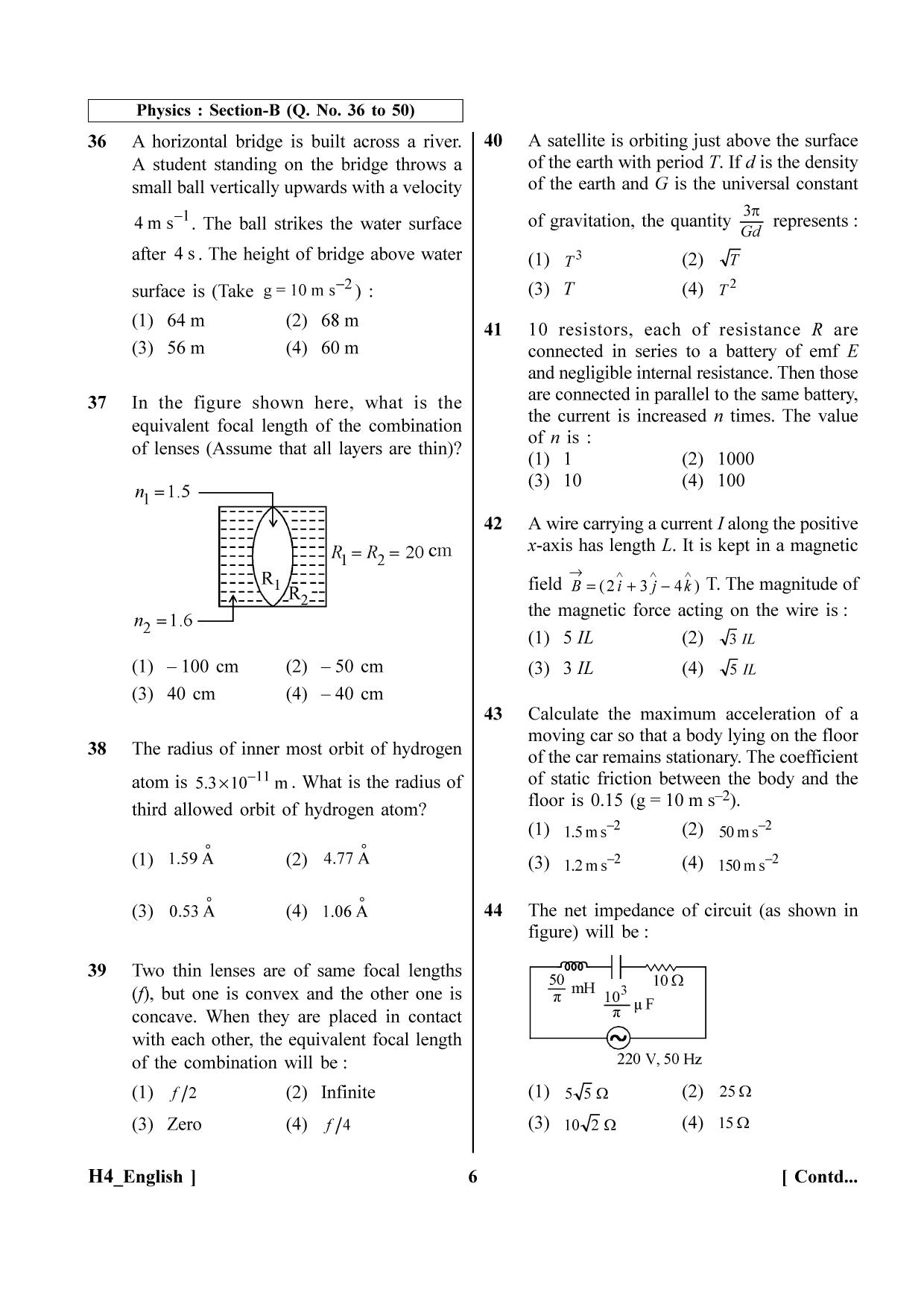NEET 2023 H4 Question Paper - Page 6