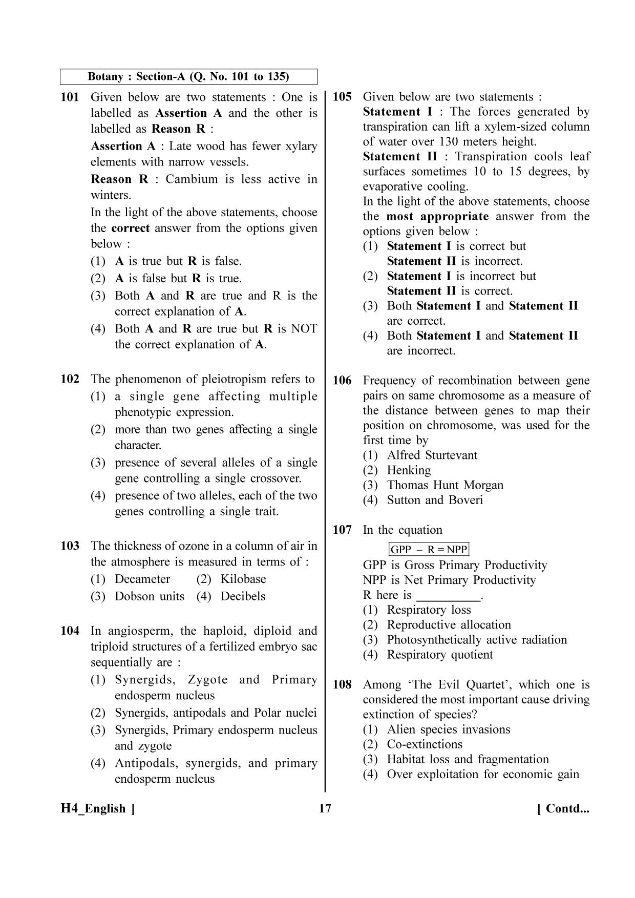NEET 2023 H4 Question Paper - Page 17