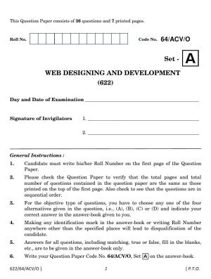 NIOS October 2022 Class 12 Web Designing And Development Question Paper
