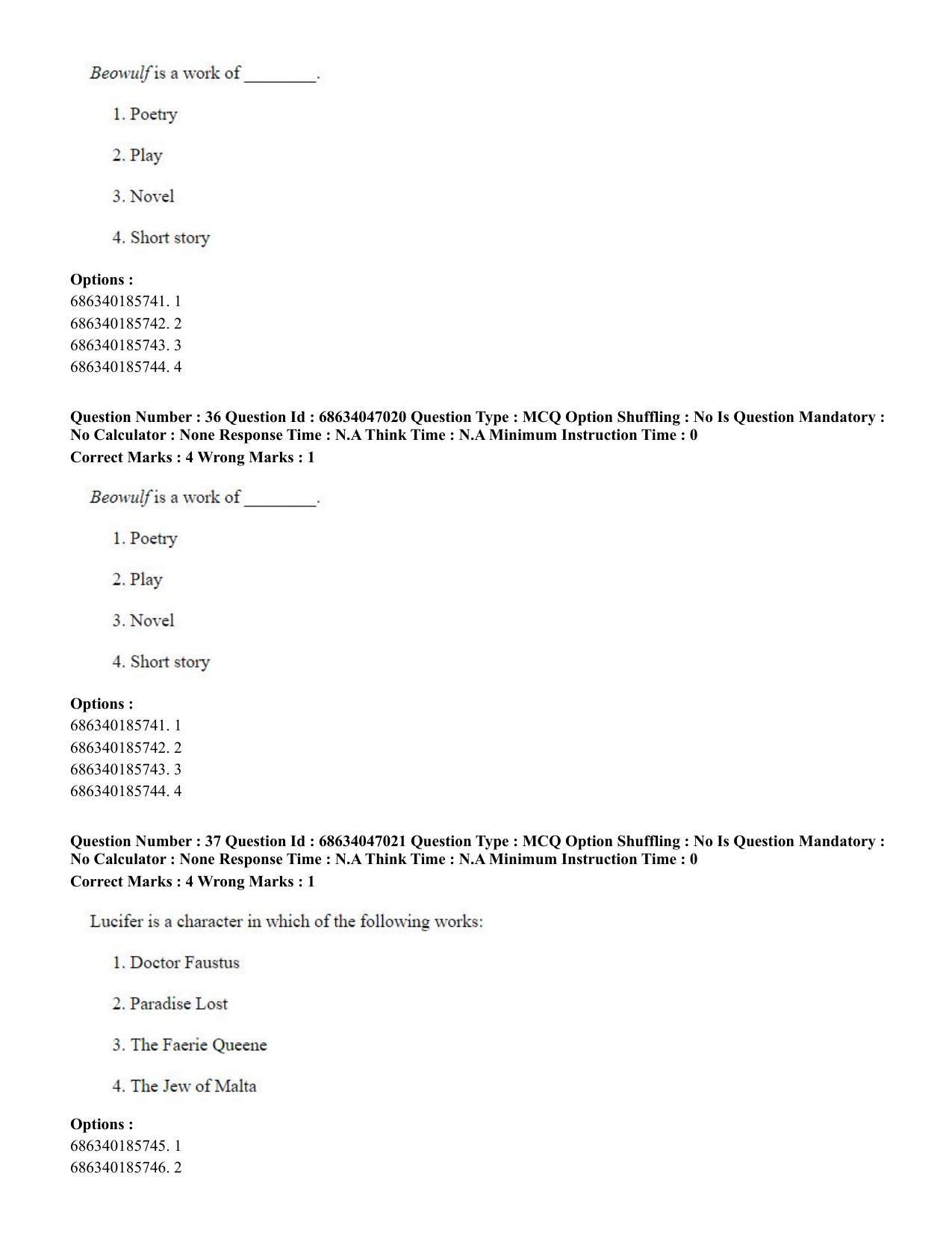 CUET PG 2023: LAQP01 – English (Hin) - Shift 2 (30-06-2023) Question Paper - Page 38