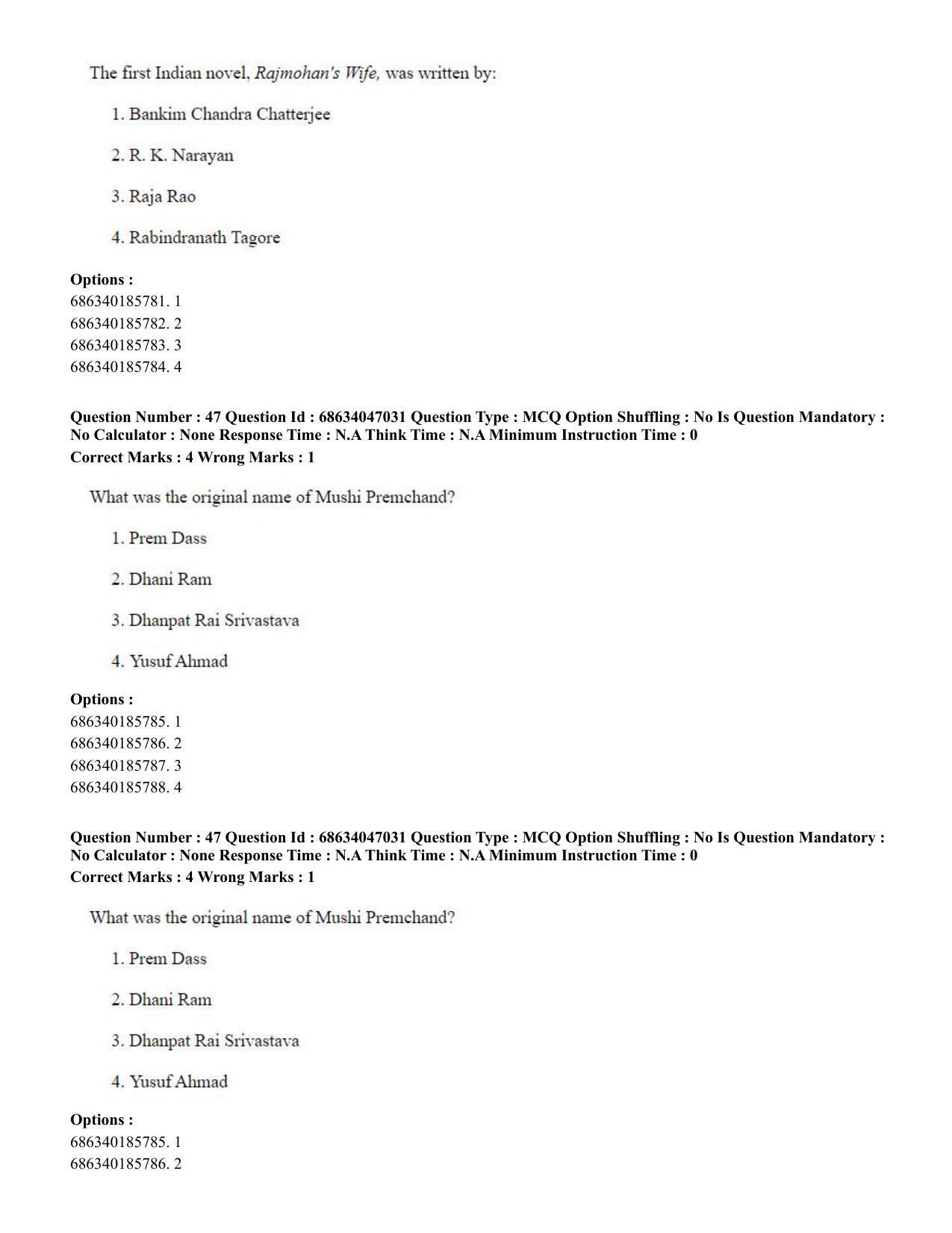 CUET PG 2023: LAQP01 – English (Hin) - Shift 2 (30-06-2023) Question Paper - Page 47
