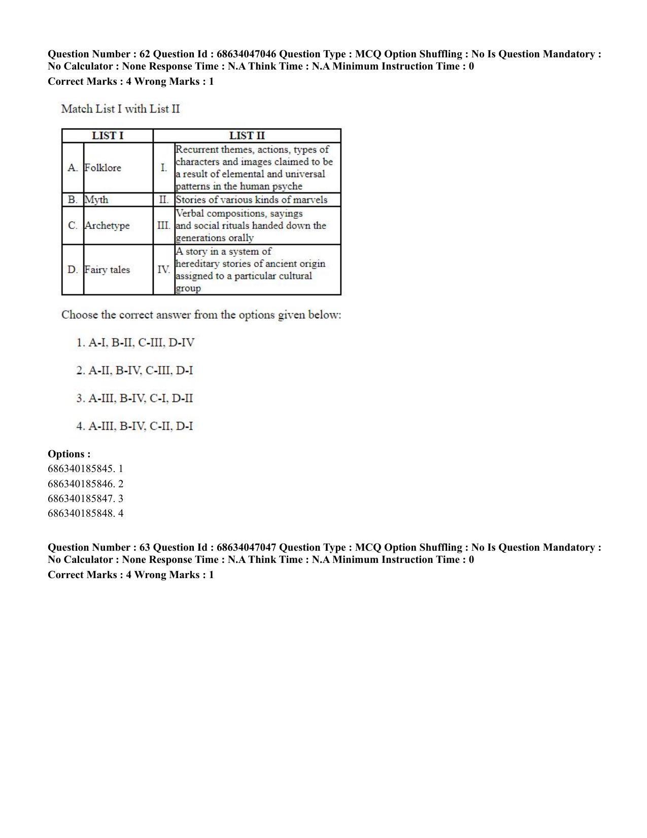 CUET PG 2023: LAQP01 – English (Hin) - Shift 2 (30-06-2023) Question Paper - Page 62