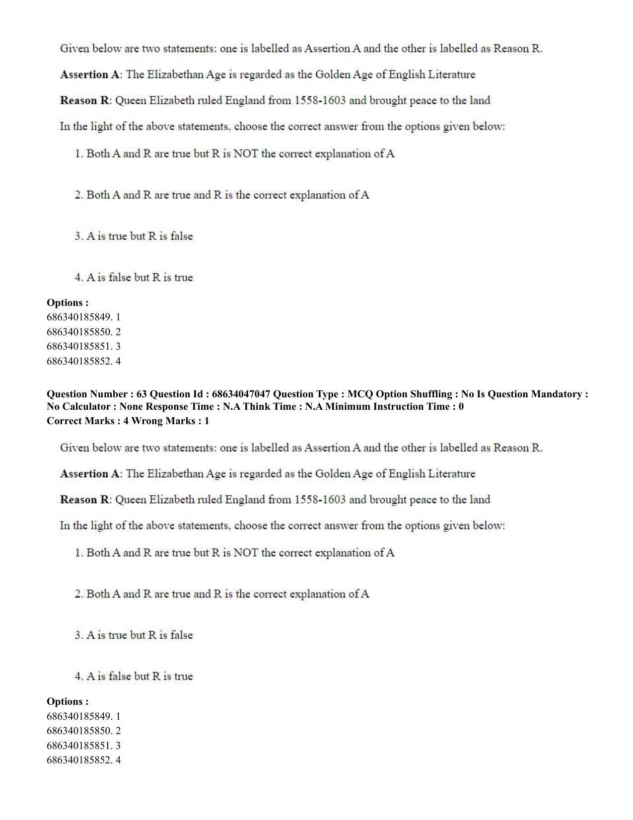 CUET PG 2023: LAQP01 – English (Hin) - Shift 2 (30-06-2023) Question Paper - Page 63
