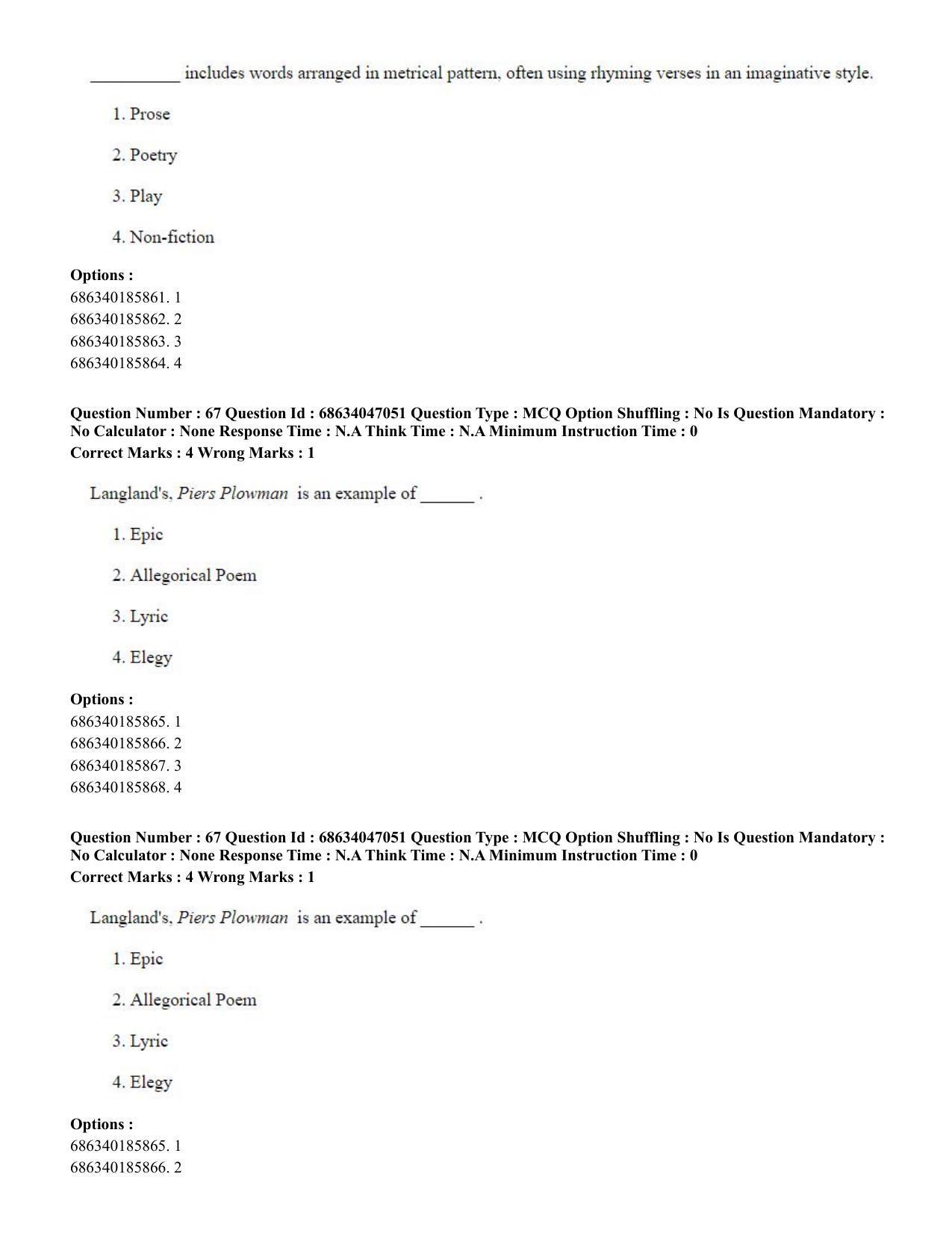 CUET PG 2023: LAQP01 – English (Hin) - Shift 2 (30-06-2023) Question Paper - Page 67