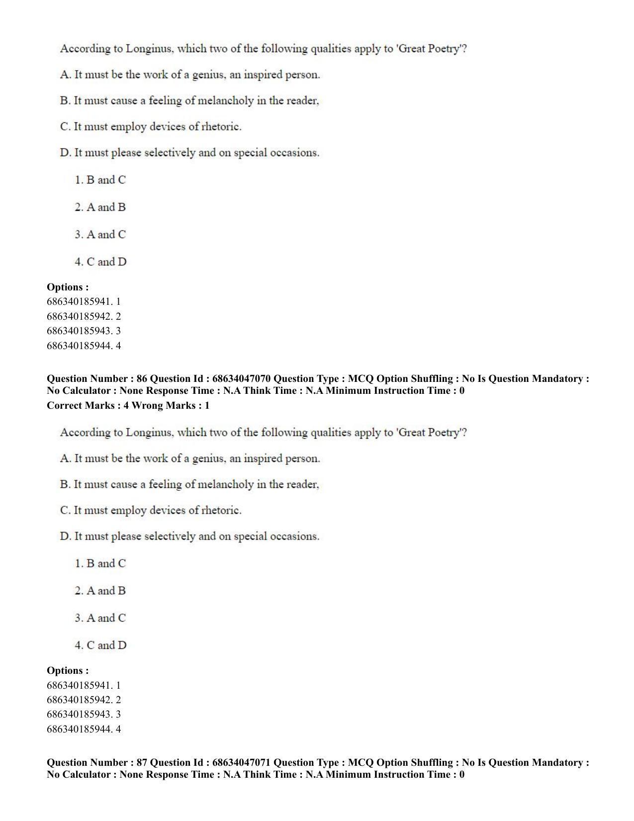 CUET PG 2023: LAQP01 – English (Hin) - Shift 2 (30-06-2023) Question Paper - Page 84