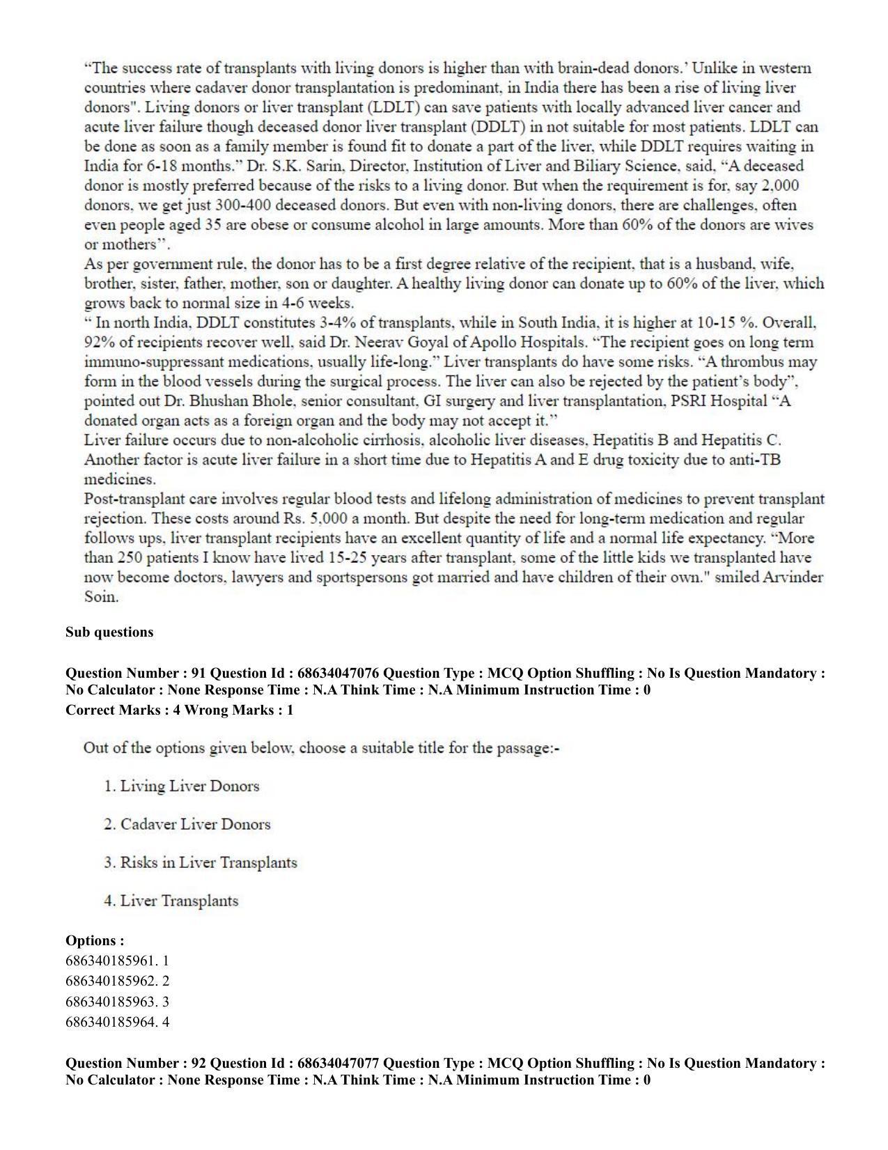 CUET PG 2023: LAQP01 – English (Hin) - Shift 2 (30-06-2023) Question Paper - Page 92