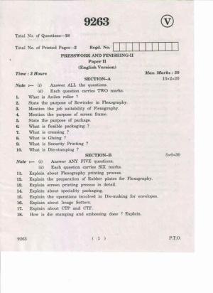 AP Inter 2nd Year Presswork and Finishing-II May-2019-Vocational Question Paper