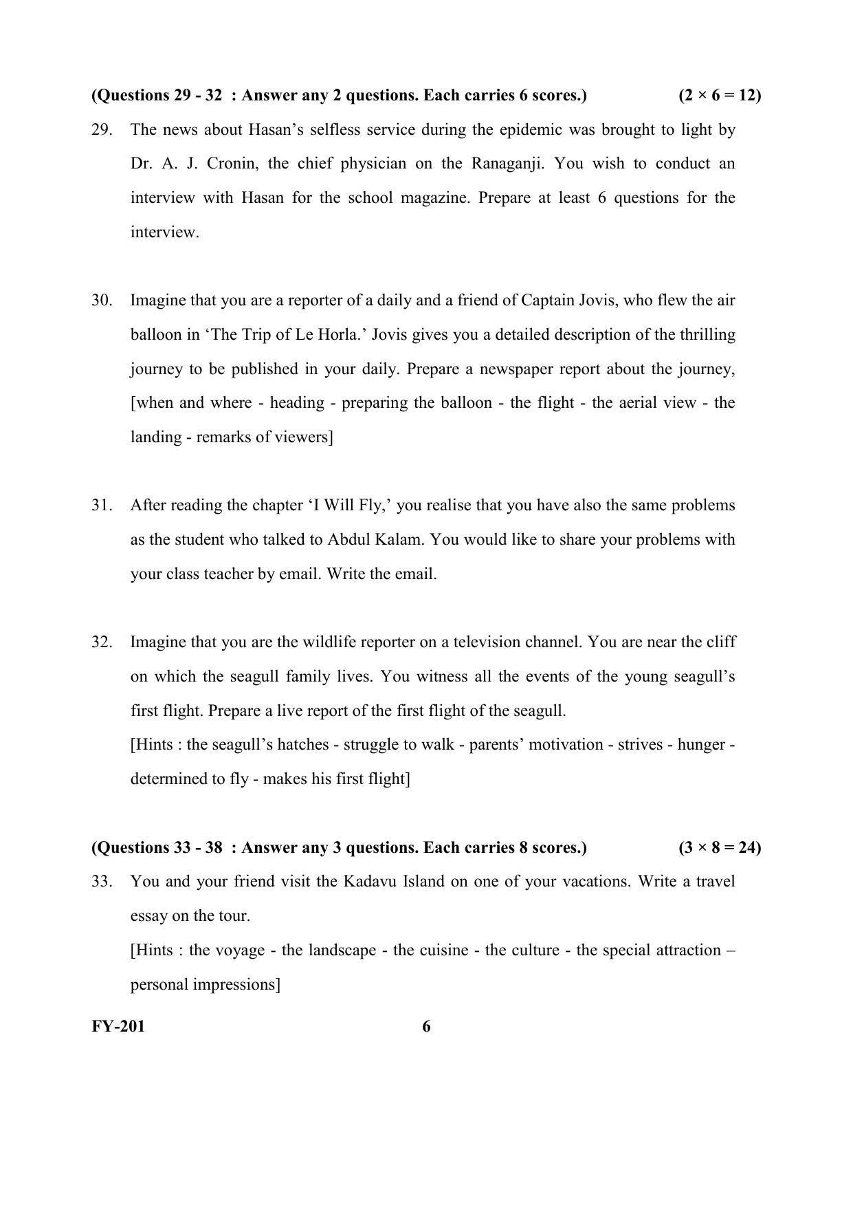 Kerala Plus One 2021 English Question Papers - Page 6