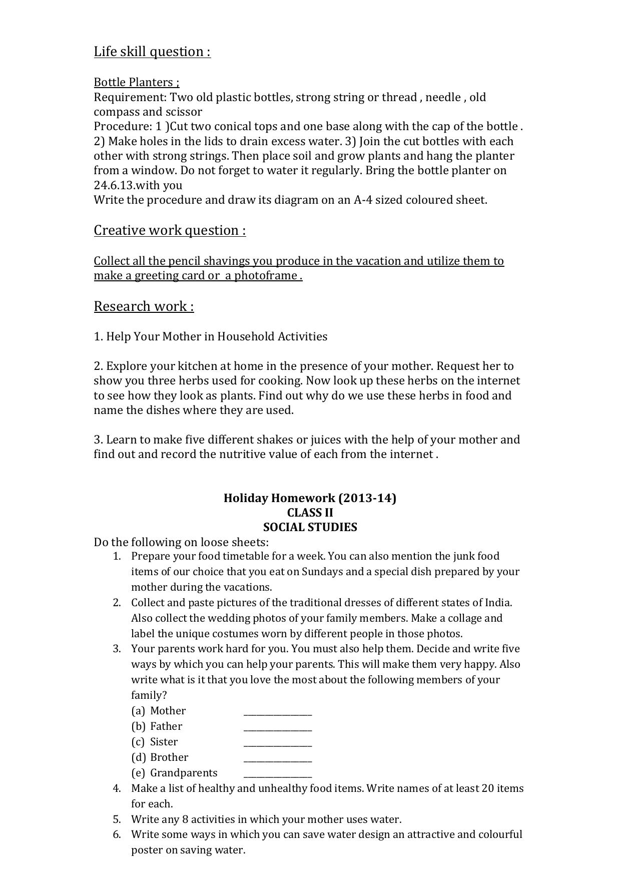 Worksheet for Class 2 All Subjects Holiday Assignment 1 - Page 3
