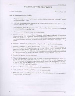 GATE 2008 Geology and Geophysics (GG) Question Paper with Answer Key