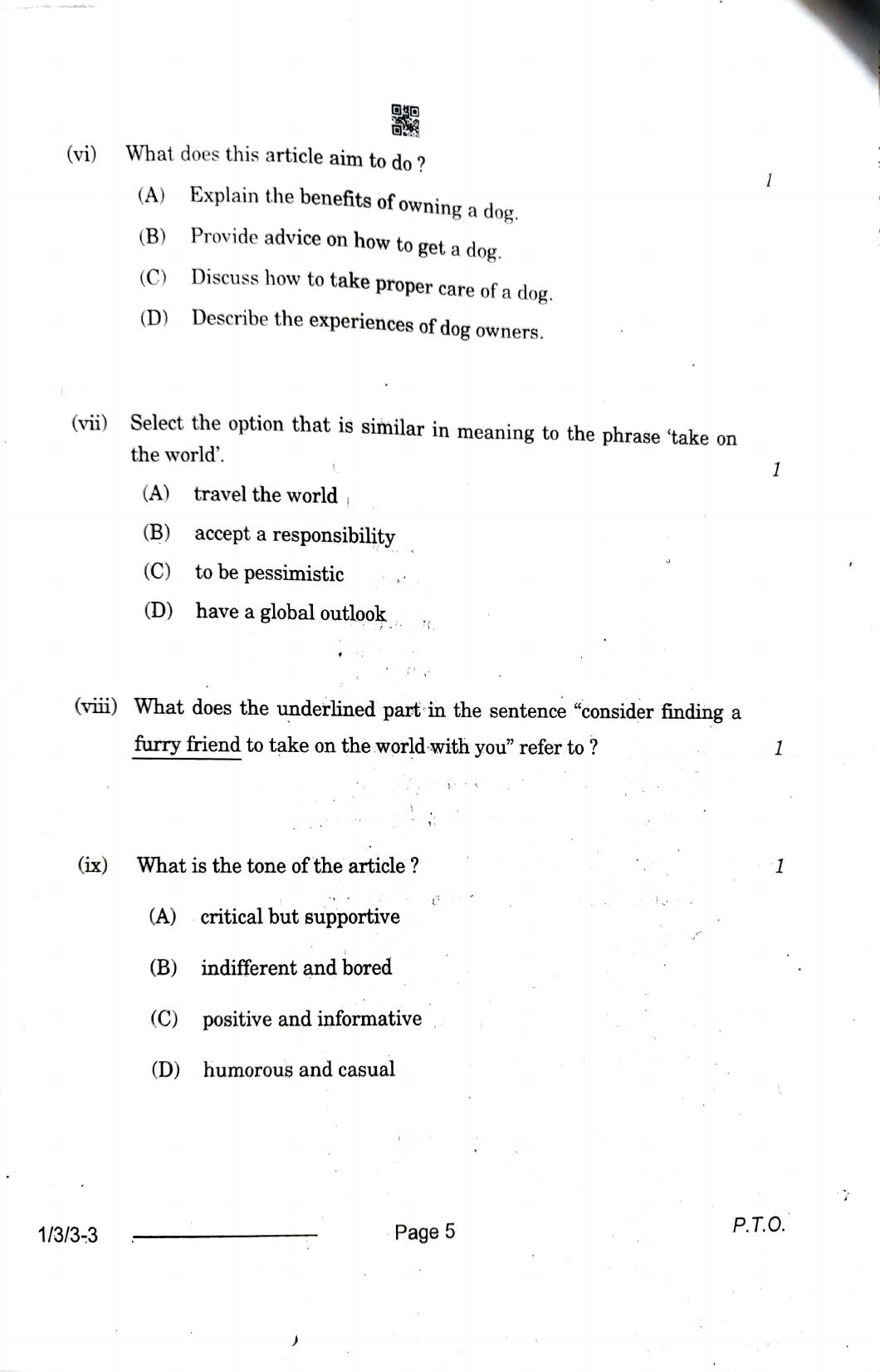 1/3/3 English Core Set 3 2024 Question Paper - Page 5