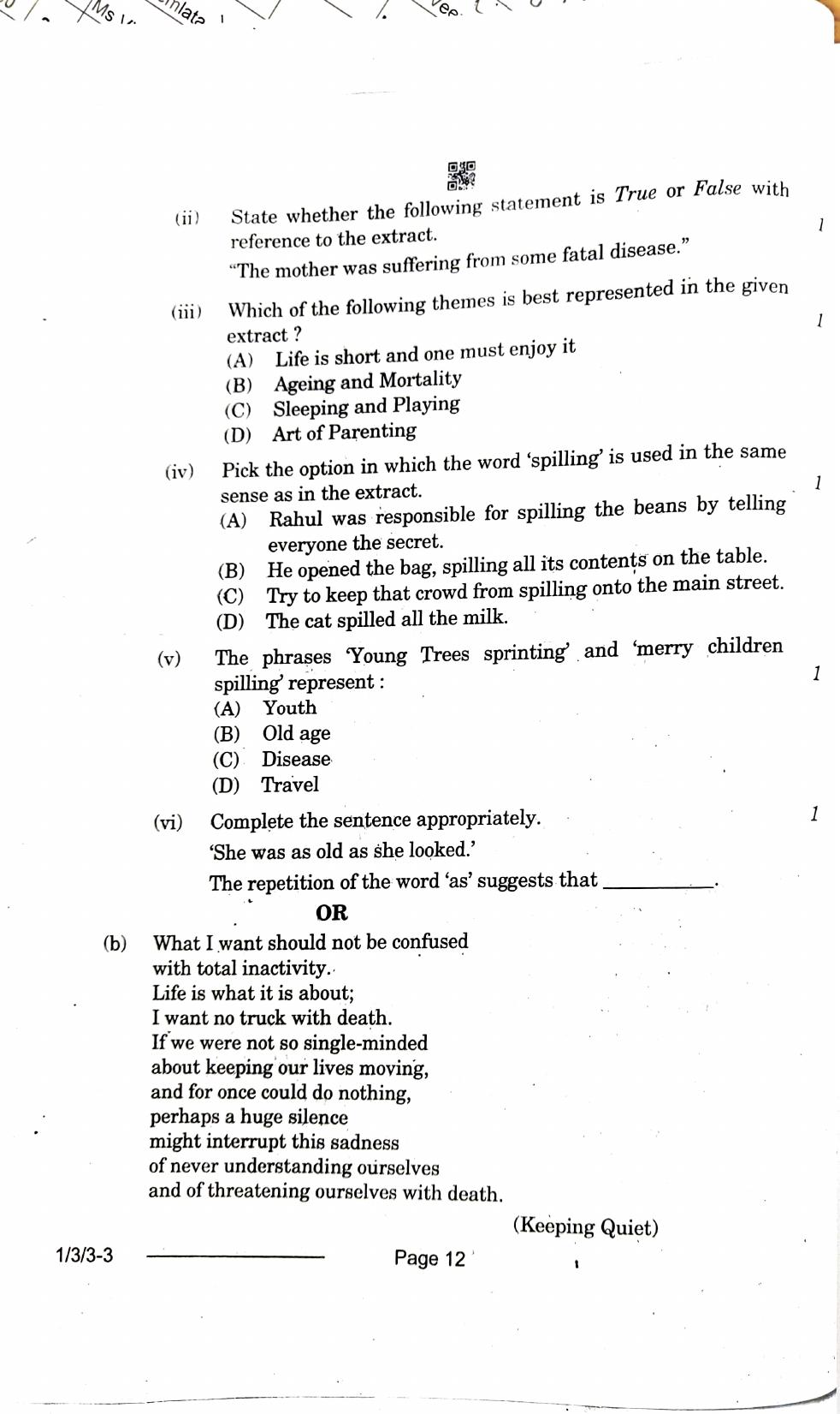 1/3/3 English Core Set 3 2024 Question Paper - Page 12