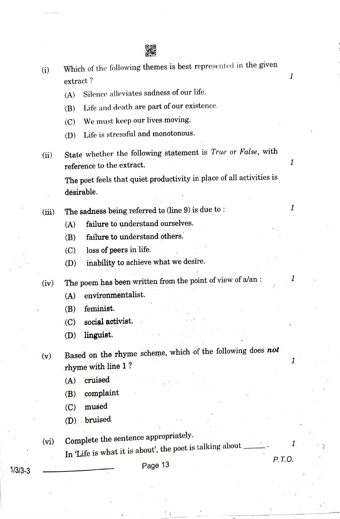 1/3/3 English Core Set 3 2024 Question Paper - Page 13