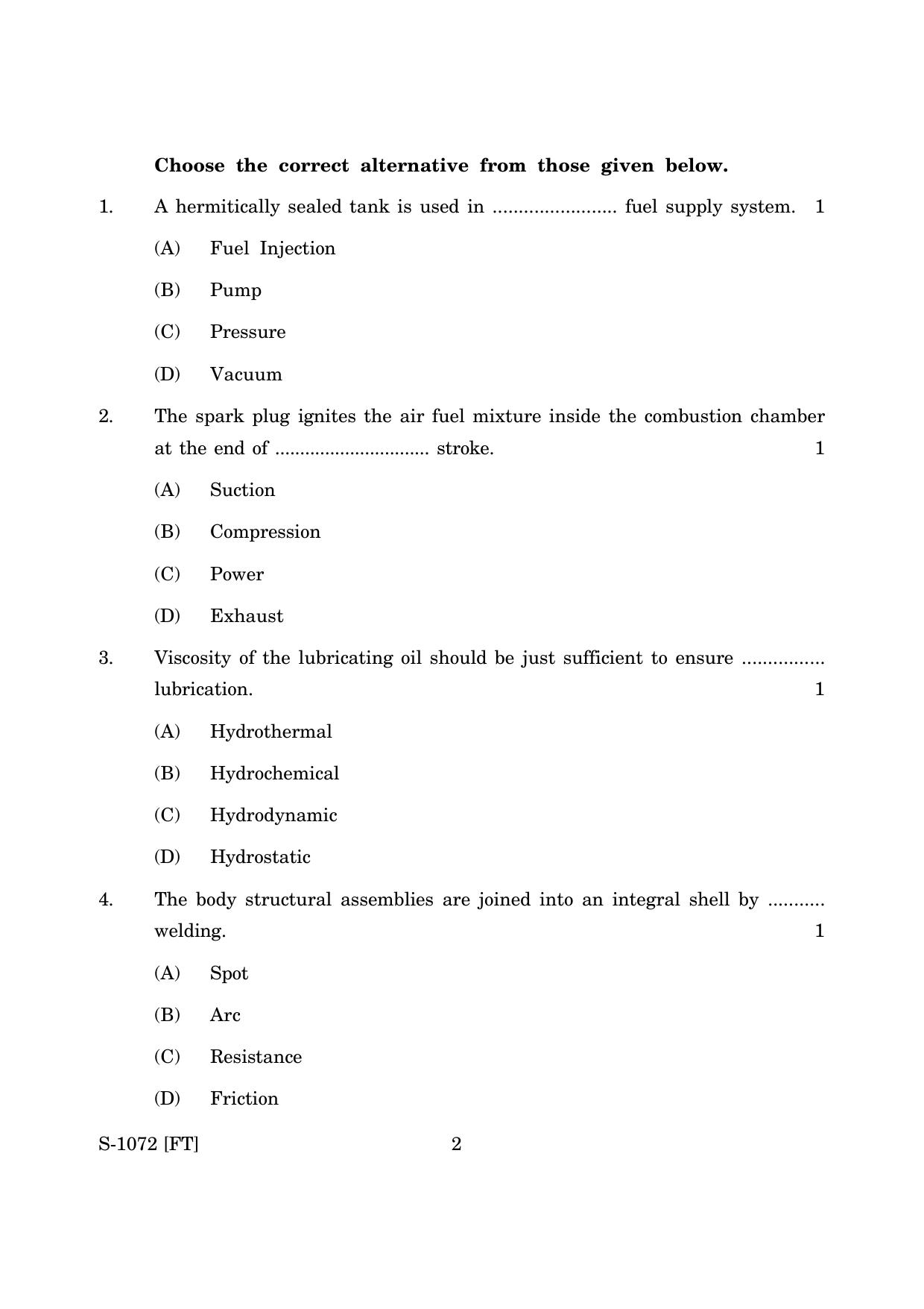 Goa Board Class 10 Automobile (November 2022) Question Paper - Page 2