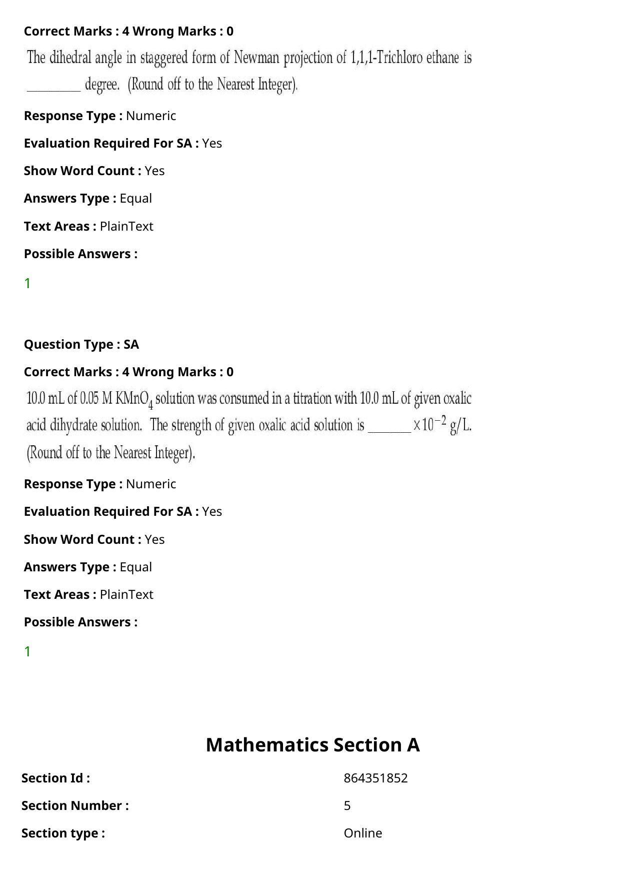 JEE Mains 2021: BTech (Shift 2) 27-07-2021 Question Paper - Page 43