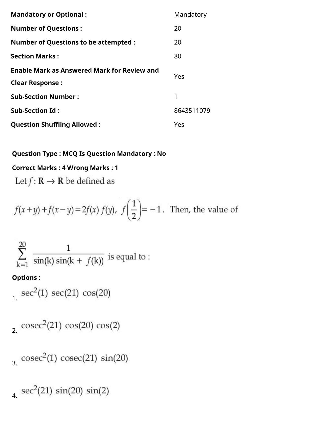 JEE Mains 2021: BTech (Shift 2) 27-07-2021 Question Paper - Page 44