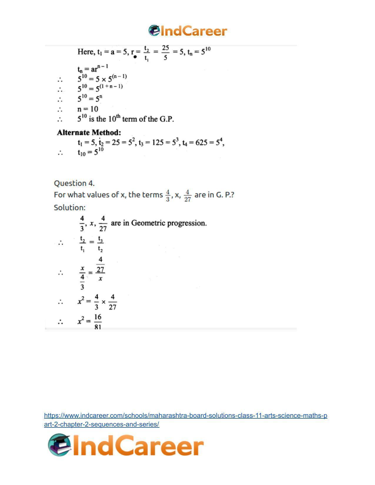 Maharashtra Board Solutions Class 11-Arts & Science Maths (Part 2): Chapter 2- Sequences and Series - Page 9