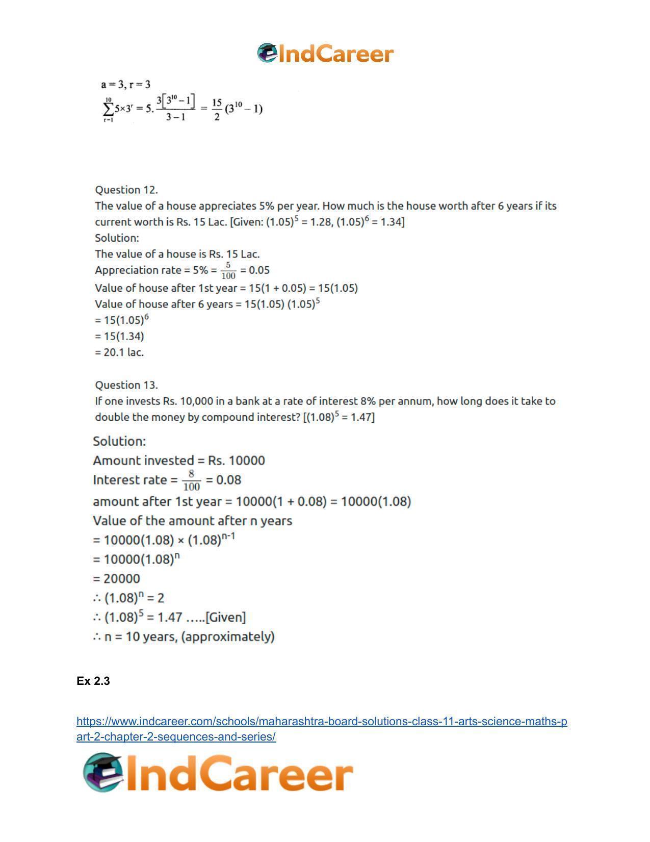 Maharashtra Board Solutions Class 11-Arts & Science Maths (Part 2): Chapter 2- Sequences and Series - Page 38