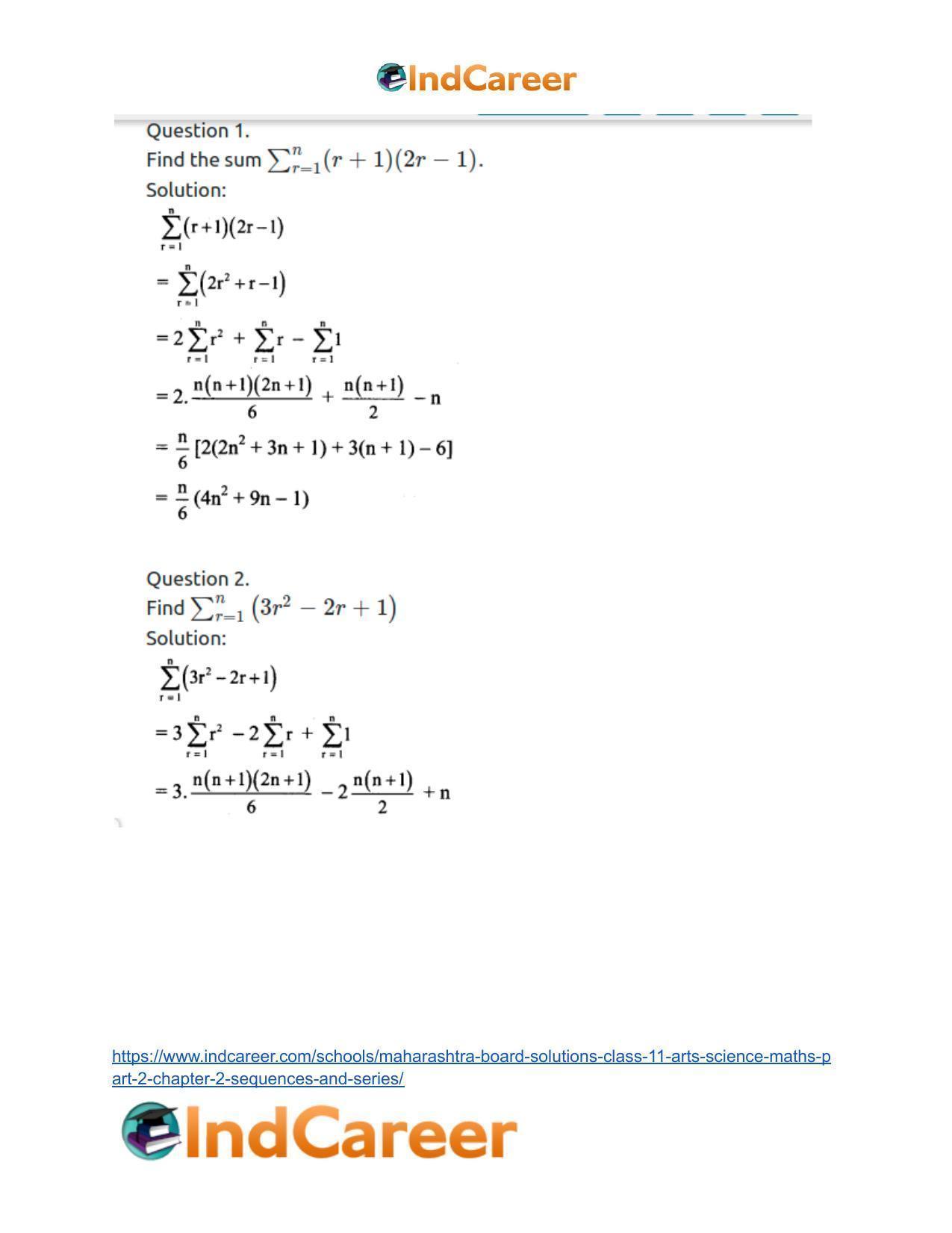Maharashtra Board Solutions Class 11-Arts & Science Maths (Part 2): Chapter 2- Sequences and Series - Page 68