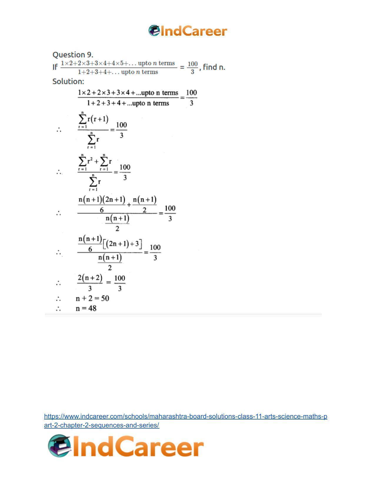Maharashtra Board Solutions Class 11-Arts & Science Maths (Part 2): Chapter 2- Sequences and Series - Page 75