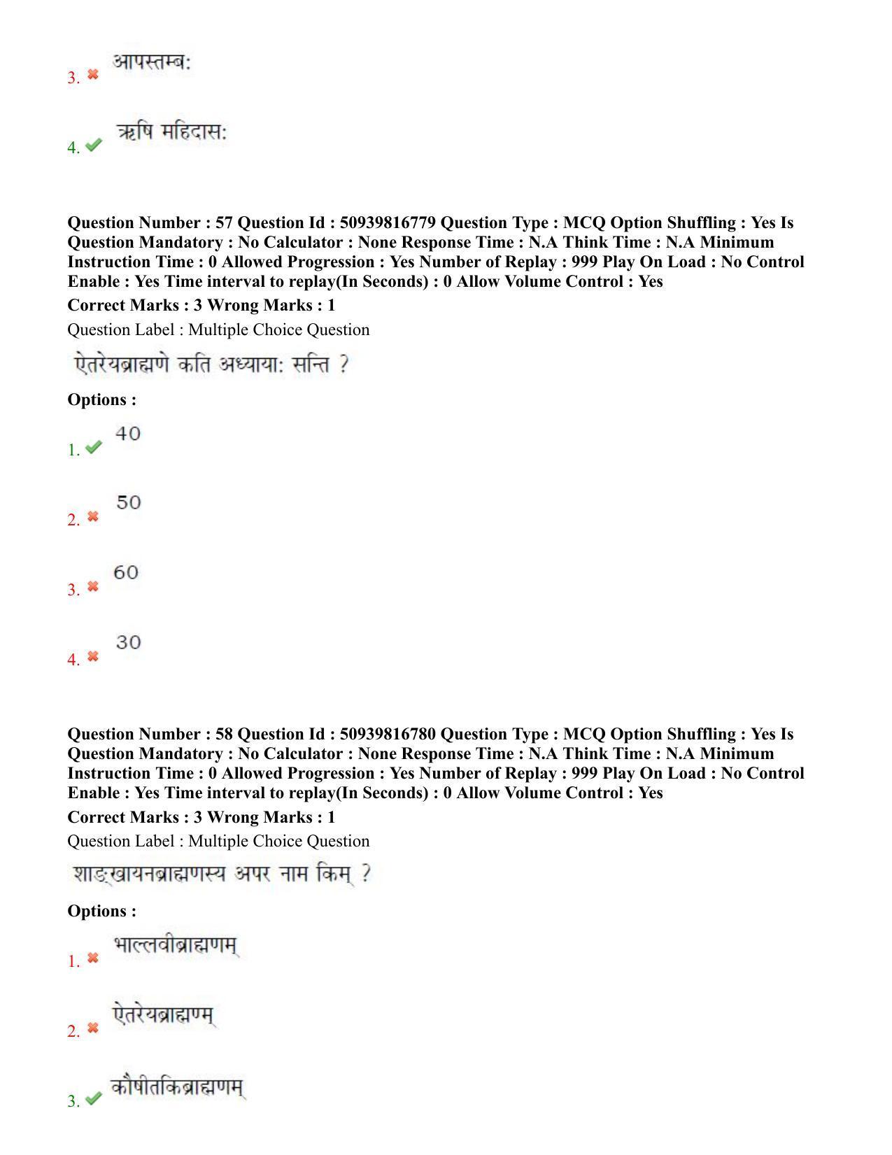 BHU RET Rigveda 2020 Question Paper - Page 36