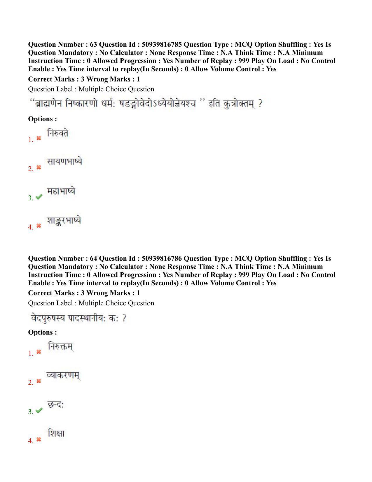 BHU RET Rigveda 2020 Question Paper - Page 39