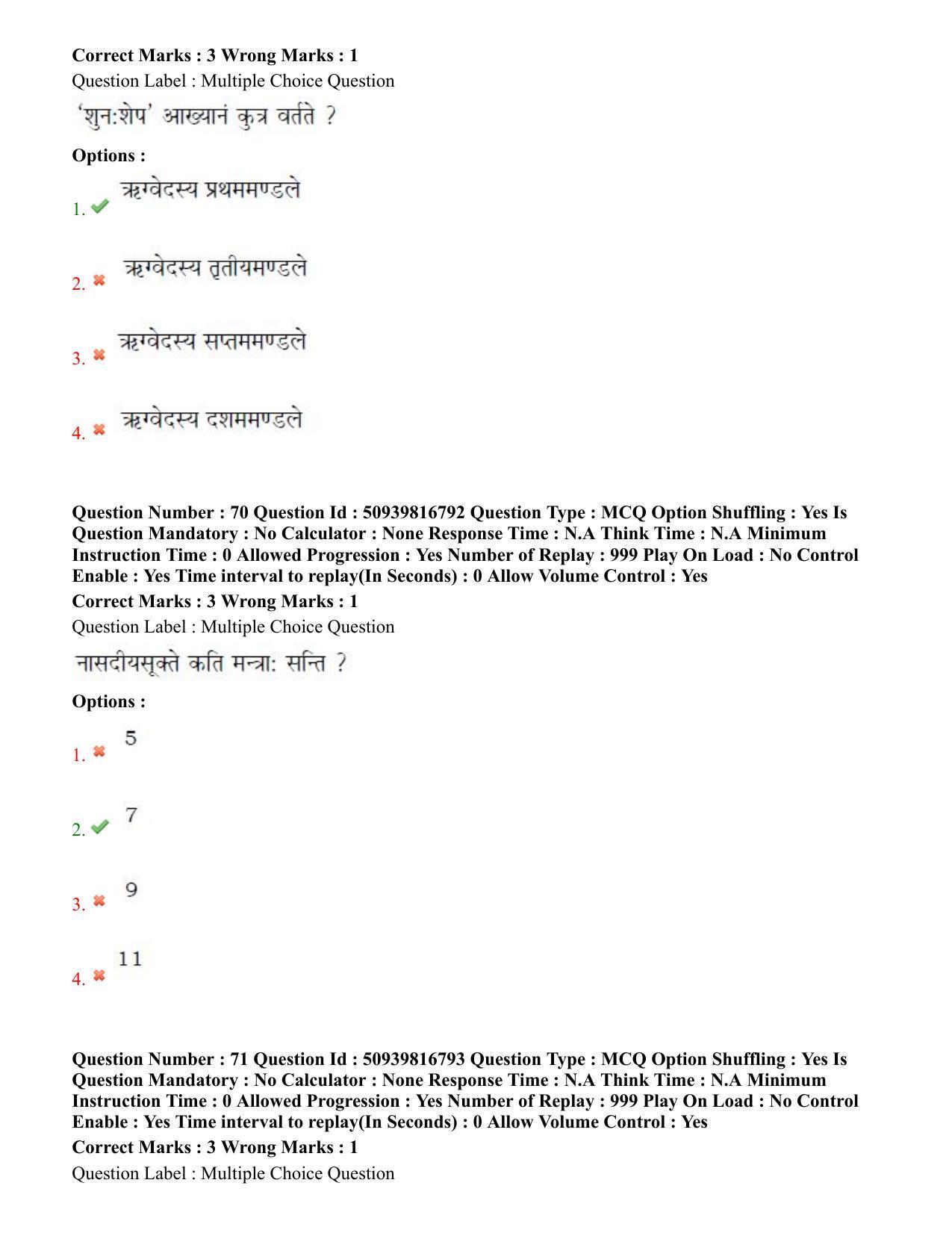 BHU RET Rigveda 2020 Question Paper - Page 42
