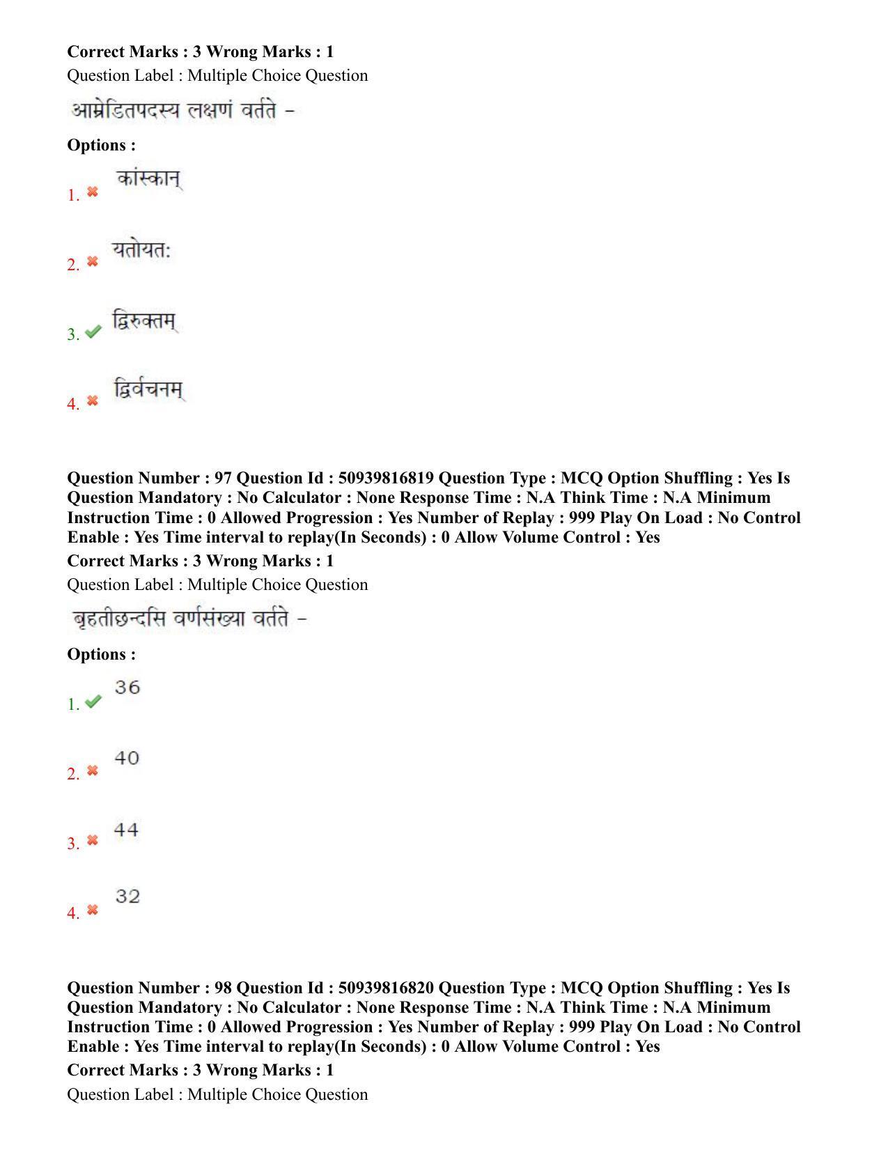 BHU RET Rigveda 2020 Question Paper - Page 55