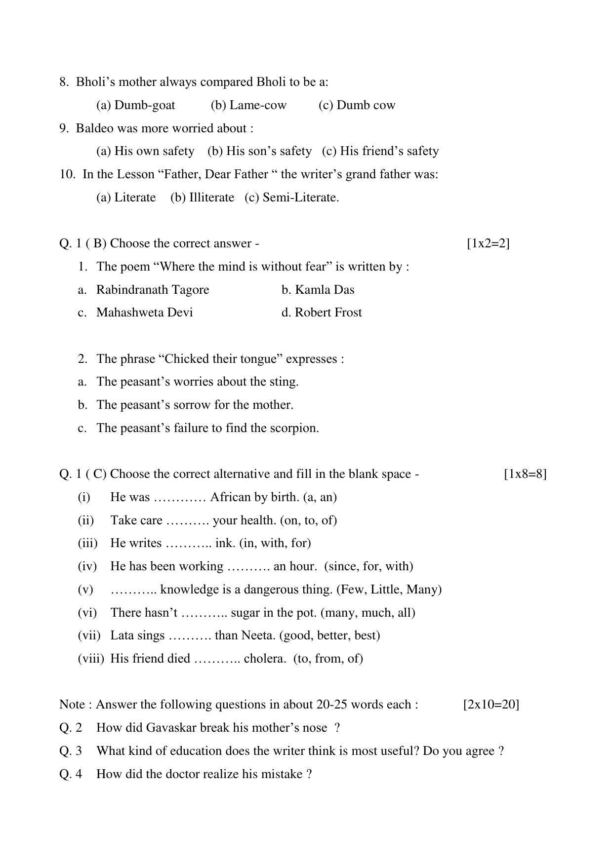 CGSOS Class 12 English Paper II Model Paper - Page 2