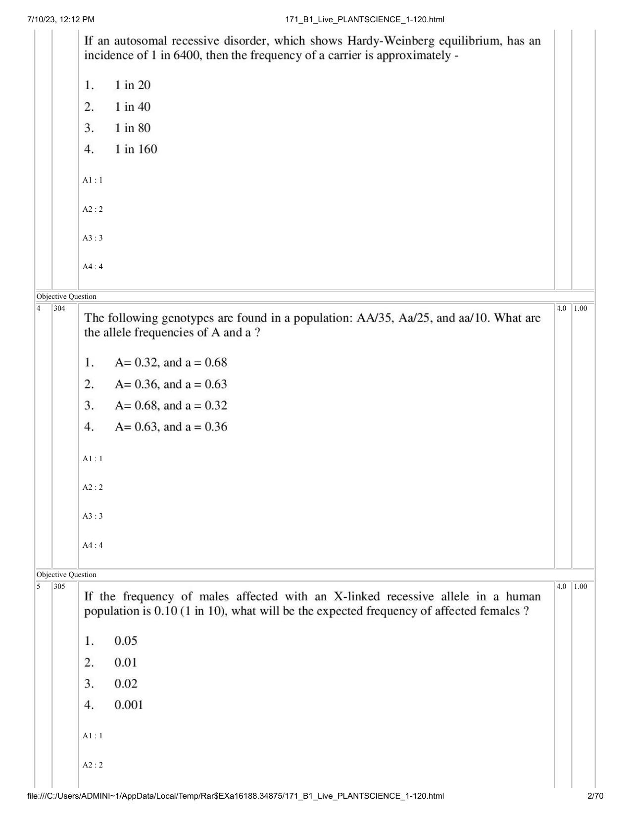ICAR AIEEA PG 2023 PLANT SCIENCES Question Paper - Page 2