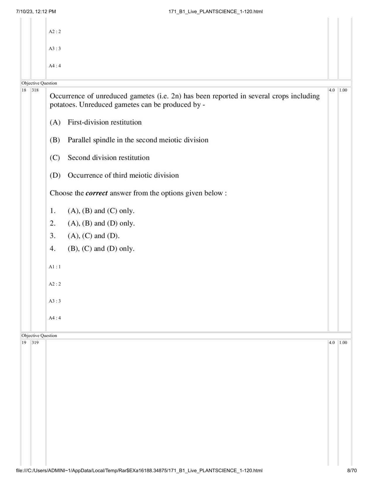 ICAR AIEEA PG 2023 PLANT SCIENCES Question Paper - Page 8