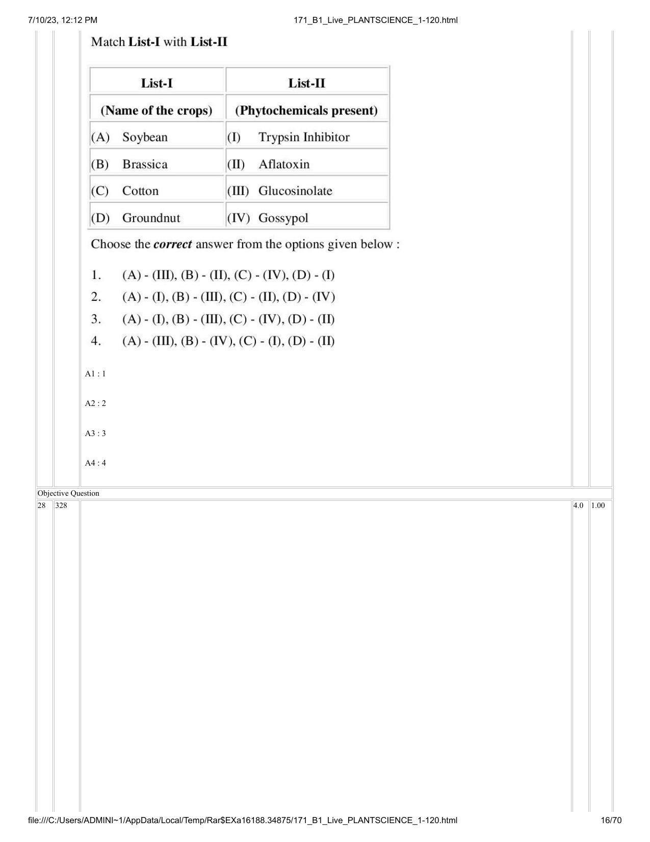 ICAR AIEEA PG 2023 PLANT SCIENCES Question Paper - Page 16