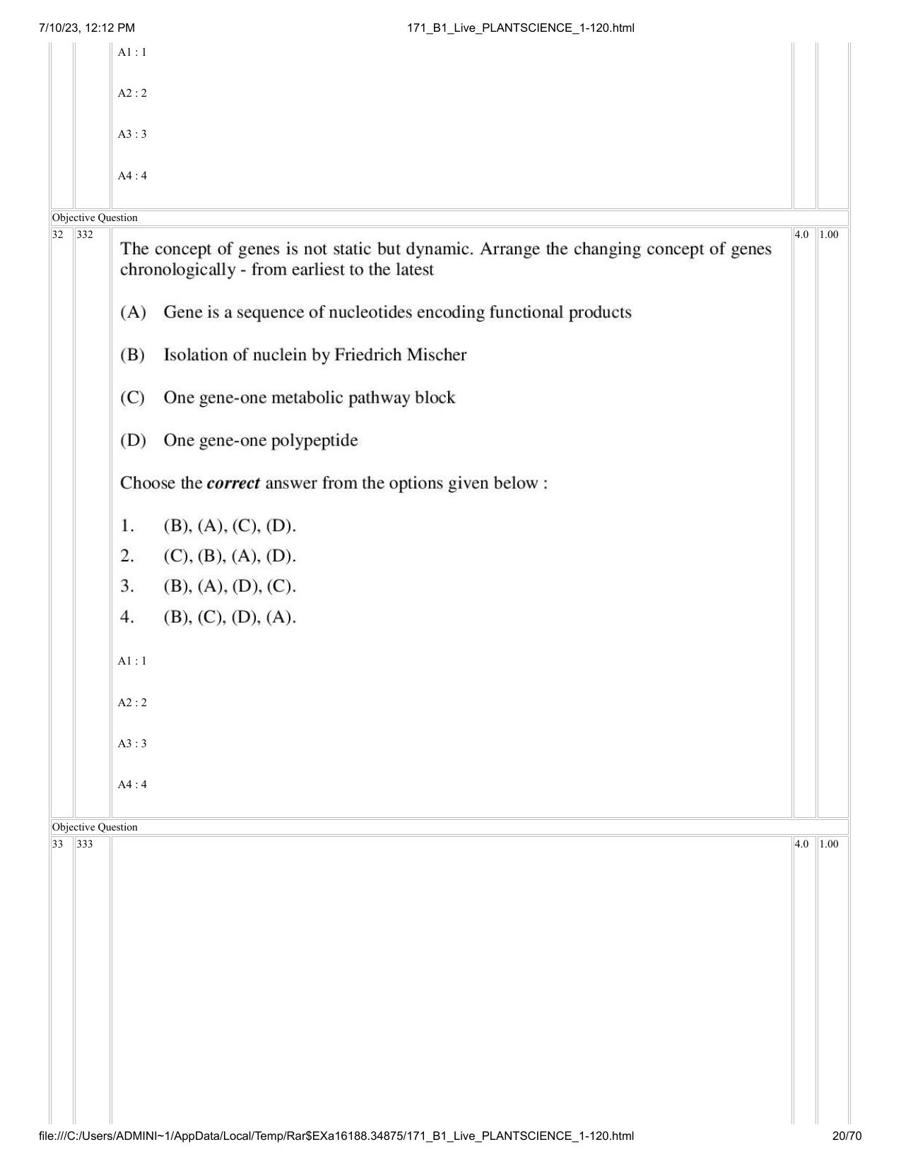 ICAR AIEEA PG 2023 PLANT SCIENCES Question Paper - Page 20