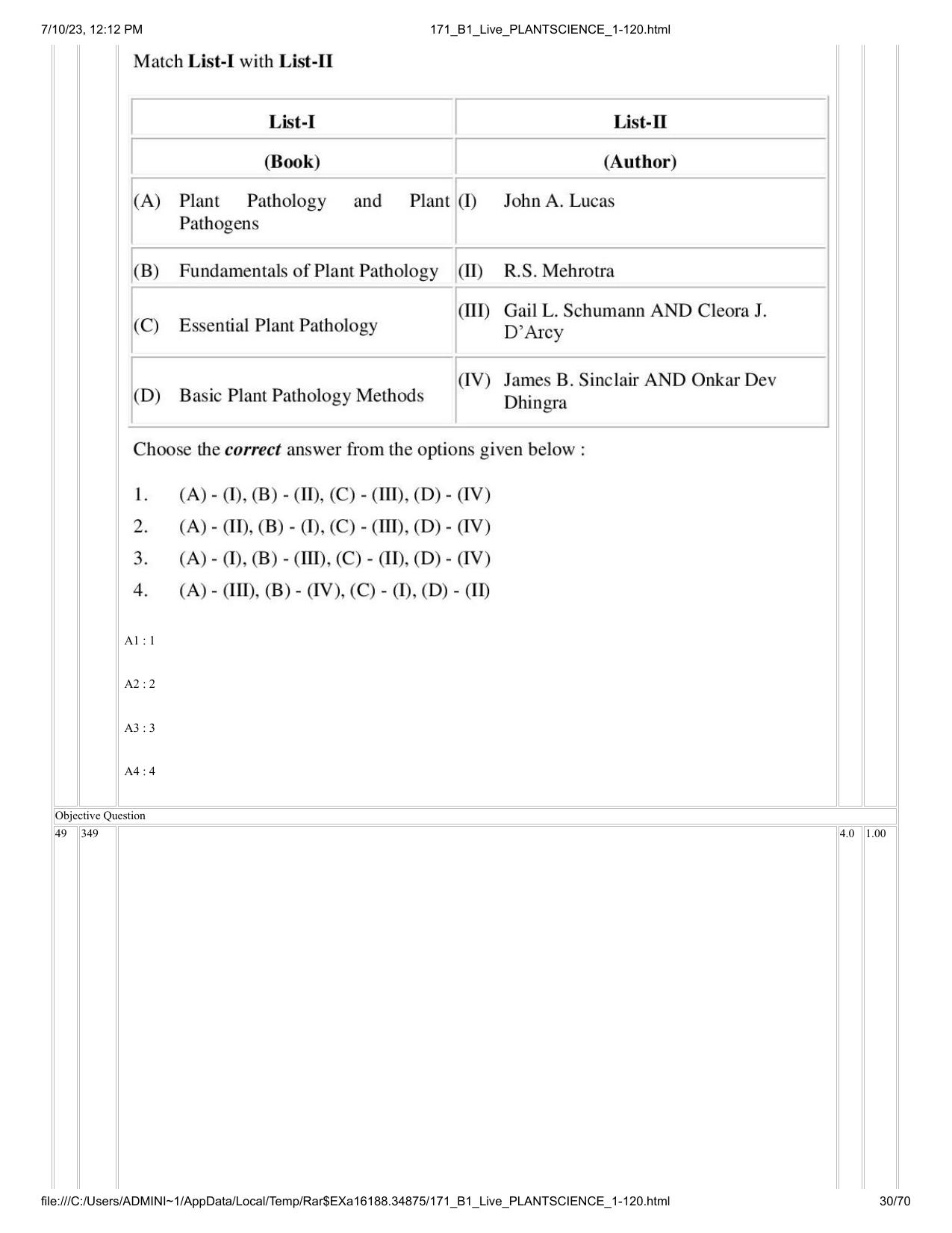 ICAR AIEEA PG 2023 PLANT SCIENCES Question Paper - Page 30