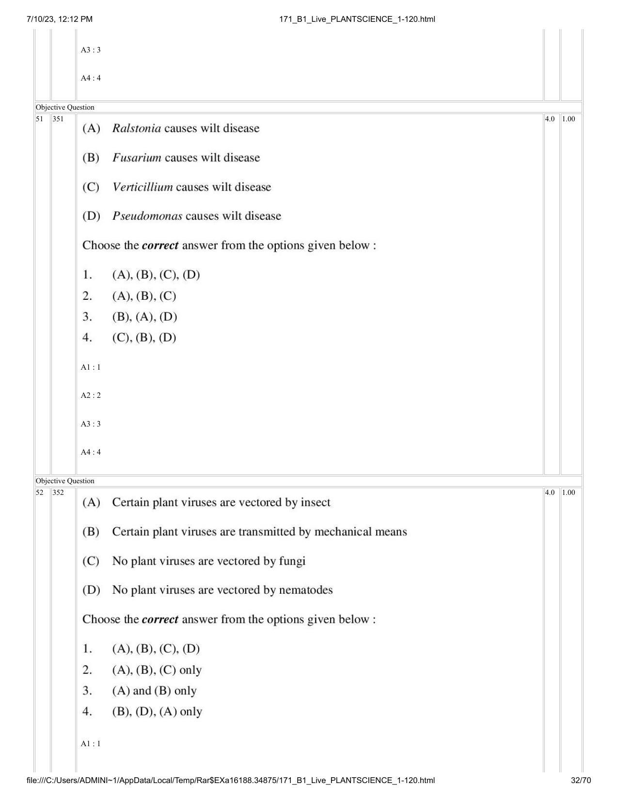 ICAR AIEEA PG 2023 PLANT SCIENCES Question Paper - Page 32