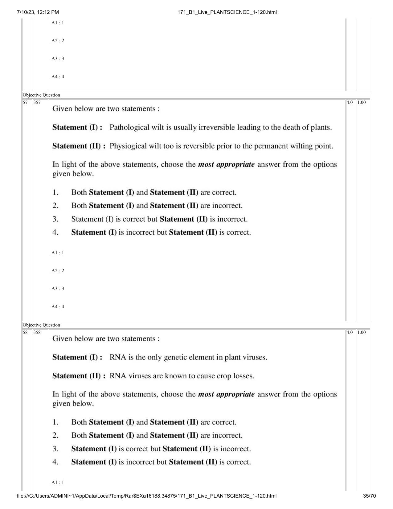 ICAR AIEEA PG 2023 PLANT SCIENCES Question Paper - Page 35