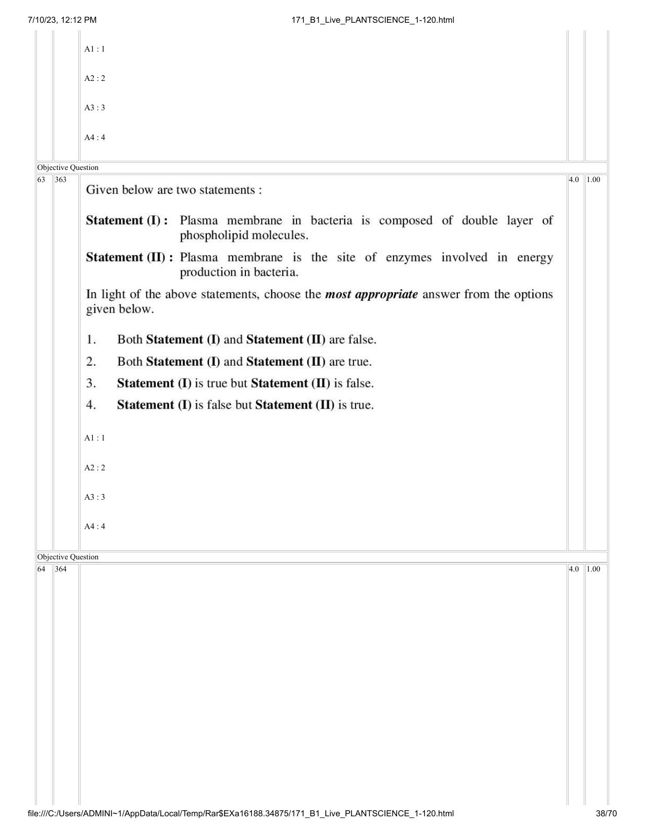ICAR AIEEA PG 2023 PLANT SCIENCES Question Paper - Page 38